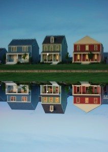 houses and their reflection